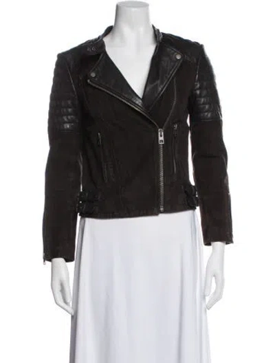 Pre-owned Allsaints Leather Biker Jacket In Brown