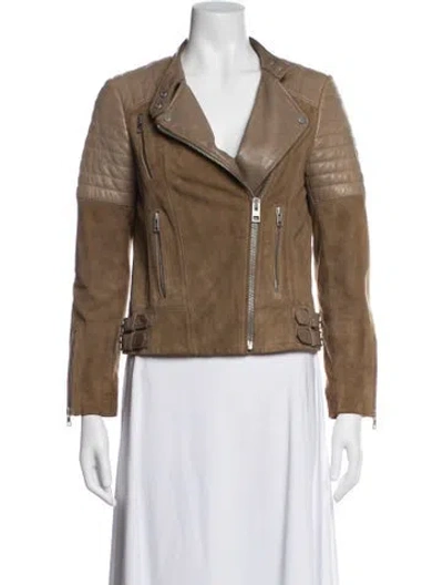Pre-owned Allsaints Leather Biker Jacket In Brown