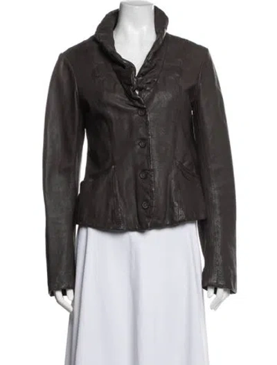 Pre-owned Allsaints Leather Biker Jacket In Brown