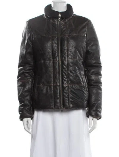 Pre-owned Allsaints Leather Biker Jacket In Brown