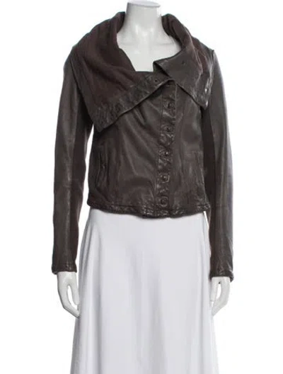 Pre-owned Allsaints Leather Biker Jacket In Brown