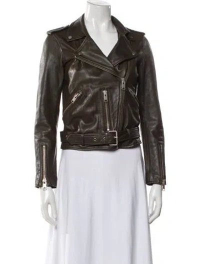 Pre-owned Allsaints Leather Biker Jacket In Brown