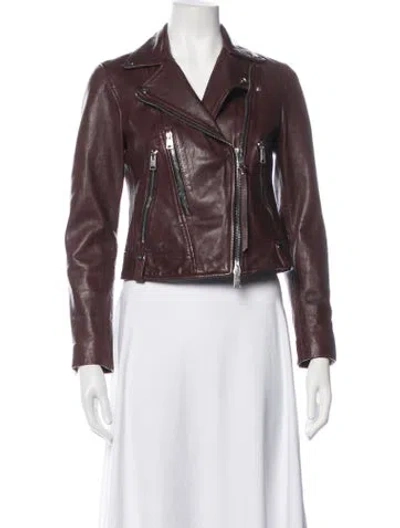 Pre-owned Allsaints Leather Biker Jacket In Brown