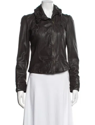 Pre-owned Allsaints Leather Biker Jacket In Brown