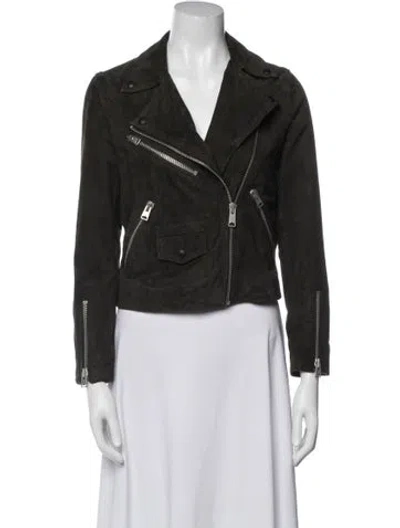 Pre-owned Allsaints Leather Biker Jacket In Gray