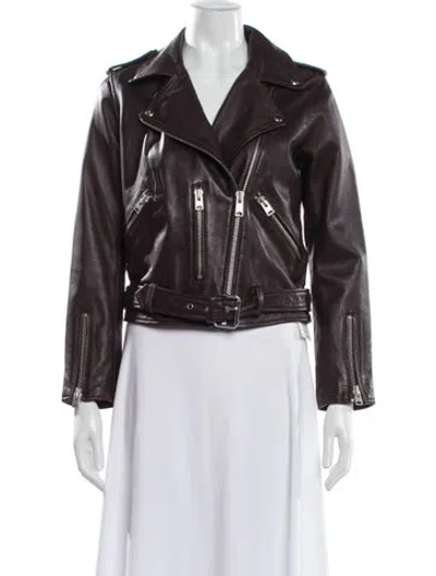 Pre-owned Allsaints Leather Biker Jacket In Gray