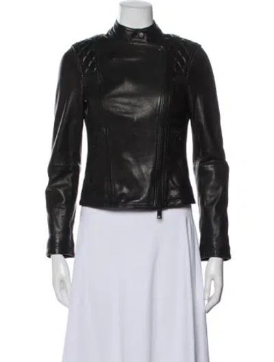 Pre-owned Allsaints Leather Biker Jacket In Gray