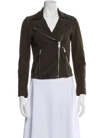 Pre-owned Allsaints Leather Biker Jacket In Green
