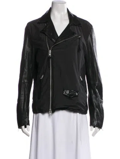 Pre-owned Allsaints Leather Biker Jacket In Green
