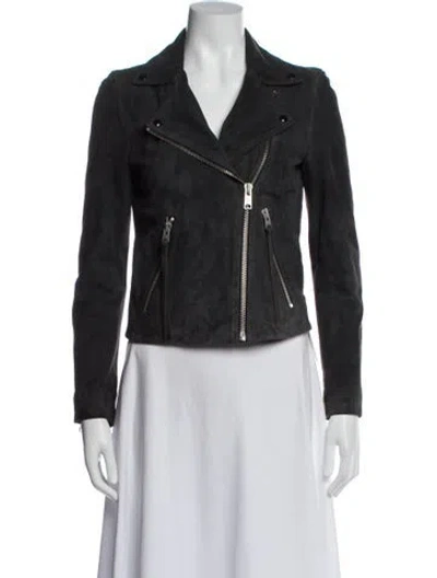 Pre-owned Allsaints Leather Biker Jacket In Green