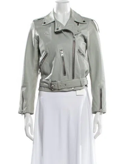 Pre-owned Allsaints Leather Biker Jacket In Green