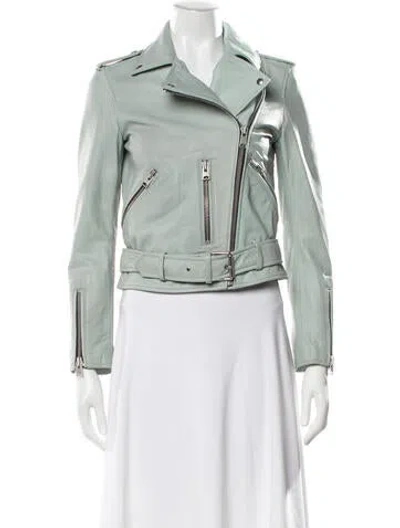 Pre-owned Allsaints Leather Biker Jacket In Green