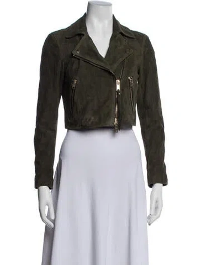 Pre-owned Allsaints Leather Biker Jacket In Green