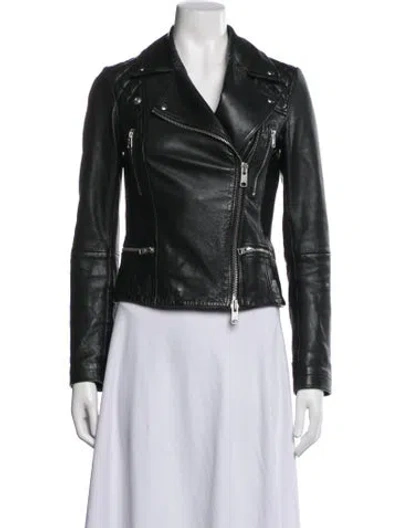 Pre-owned Allsaints Leather Biker Jacket In Green