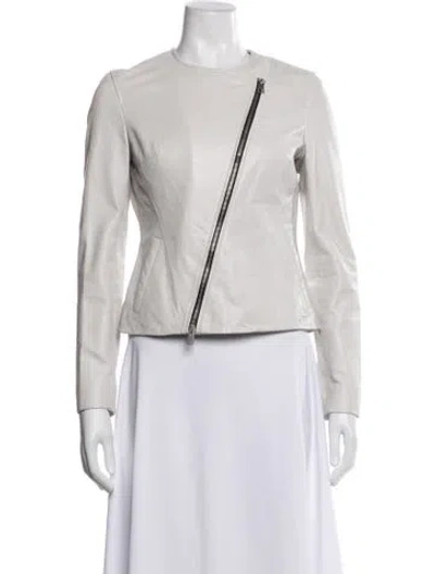 Pre-owned Allsaints Leather Biker Jacket In Grey