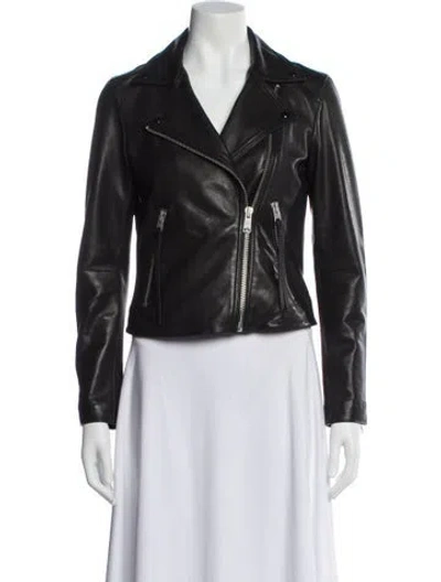 Pre-owned Allsaints Leather Biker Jacket In Grey