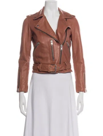 Pre-owned Allsaints Leather Biker Jacket In Multi