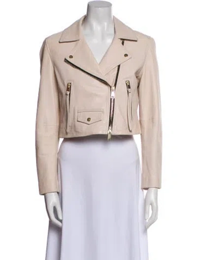 Pre-owned Allsaints Leather Biker Jacket In Neutral