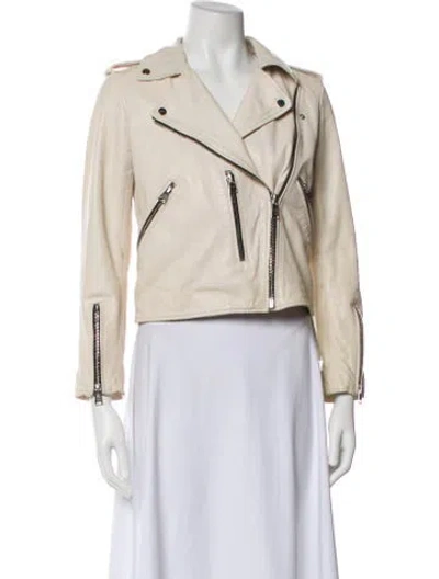 Pre-owned Allsaints Leather Biker Jacket In Neutral