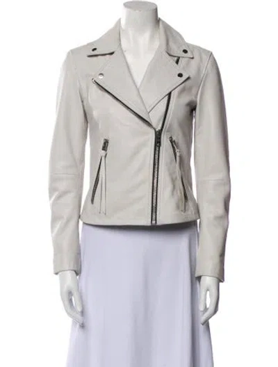 Pre-owned Allsaints Leather Biker Jacket In Neutral