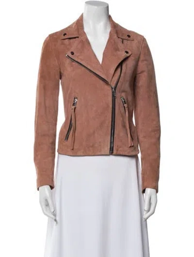 Pre-owned Allsaints Leather Biker Jacket In Neutral
