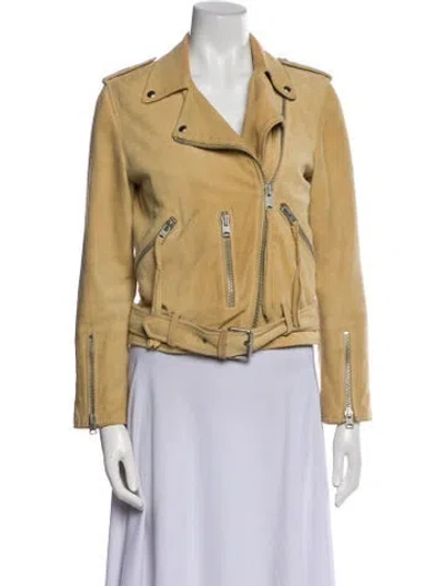 Pre-owned Allsaints Leather Biker Jacket In Neutral