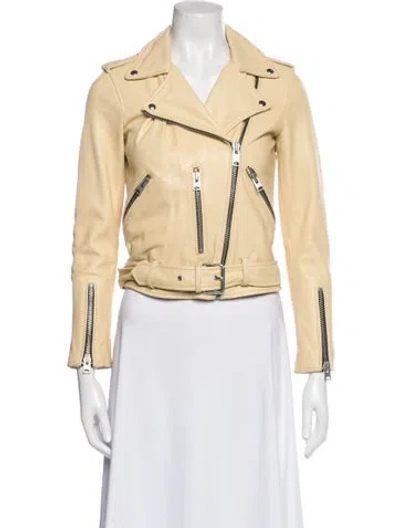 Pre-owned Allsaints Leather Biker Jacket In Neutral