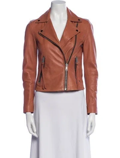 Pre-owned Allsaints Leather Biker Jacket In Neutral