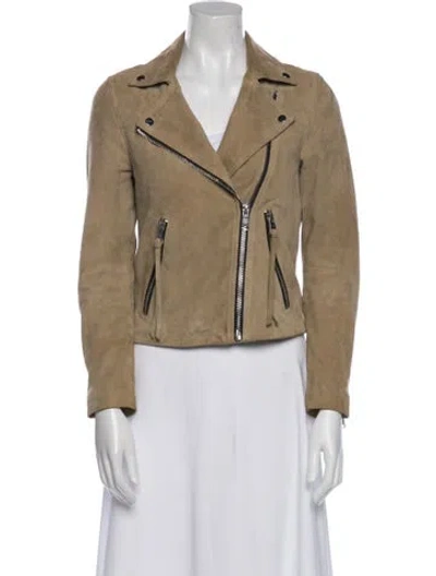 Pre-owned Allsaints Leather Biker Jacket In Neutral