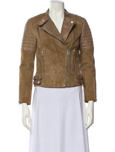 Pre-owned Allsaints Leather Biker Jacket In Neutral