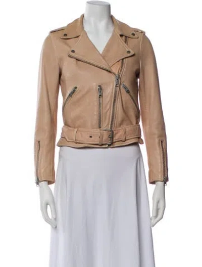 Pre-owned Allsaints Leather Biker Jacket In Neutral