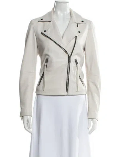 Pre-owned Allsaints Leather Biker Jacket In Neutral