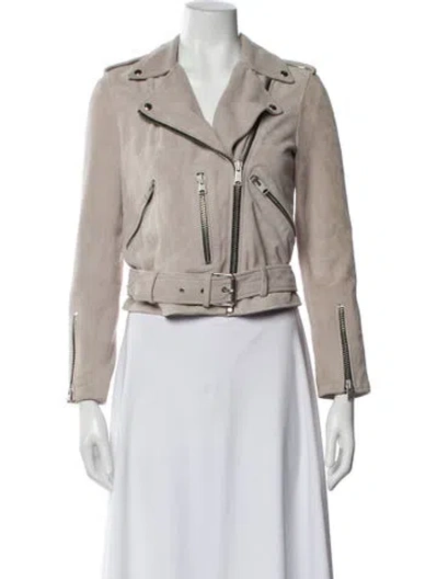 Pre-owned Allsaints Leather Biker Jacket In Neutral