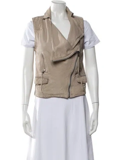 Pre-owned Allsaints Leather Biker Jacket In Neutral