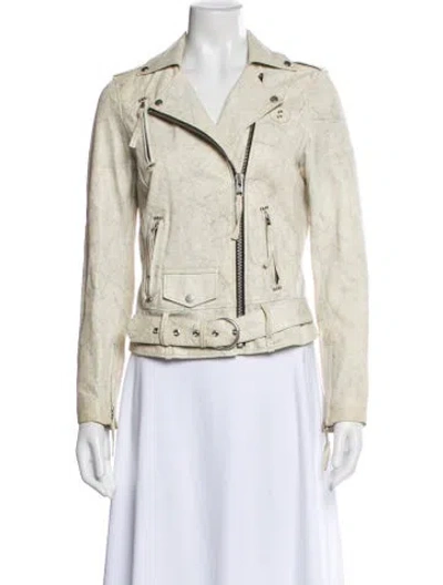 Pre-owned Allsaints Leather Biker Jacket In Neutral