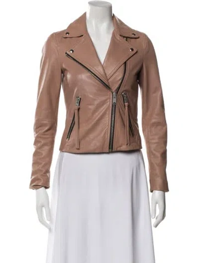 Pre-owned Allsaints Leather Biker Jacket In Neutral