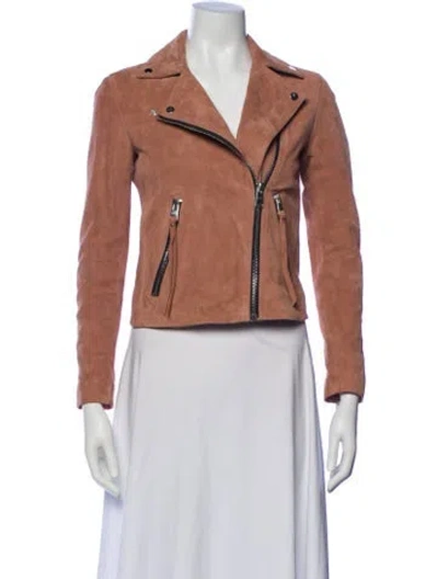 Pre-owned Allsaints Leather Biker Jacket In Neutral