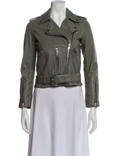 Pre-owned Allsaints Leather Biker Jacket In Neutral