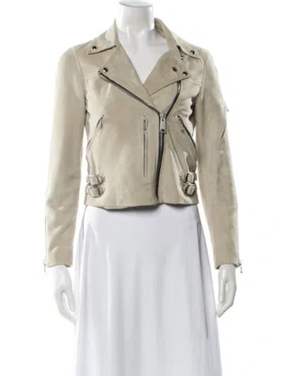 Pre-owned Allsaints Leather Biker Jacket In Neutral