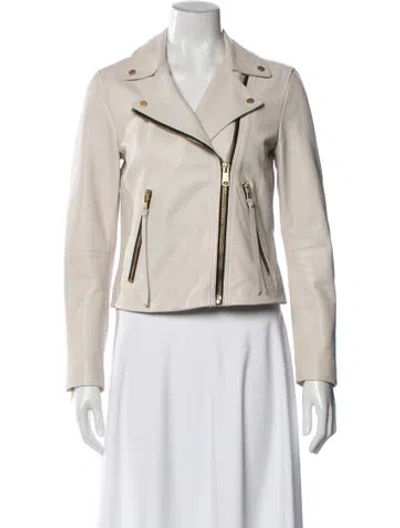 Pre-owned Allsaints Leather Biker Jacket In Neutral