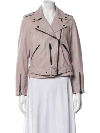 Pre-owned Allsaints Leather Biker Jacket In Neutral