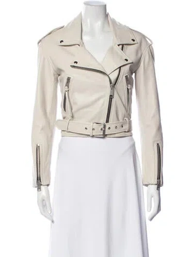 Pre-owned Allsaints Leather Biker Jacket In Neutral