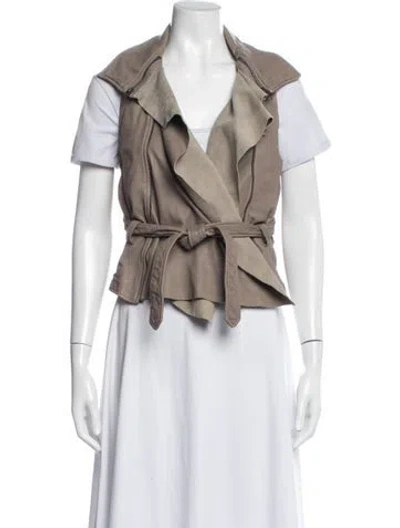 Pre-owned Allsaints Leather Biker Jacket In Neutrals