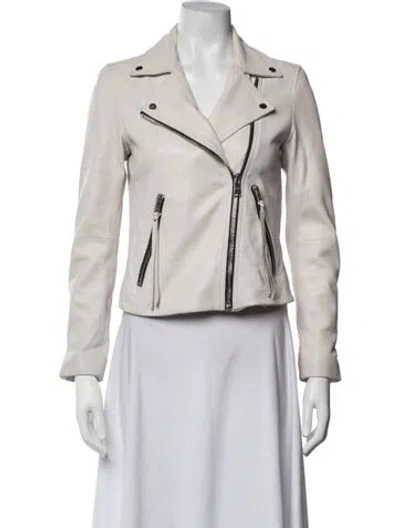 Pre-owned Allsaints Leather Biker Jacket In Neutrals