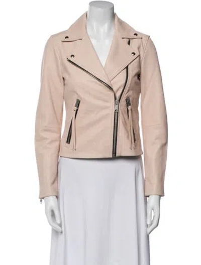 Pre-owned Allsaints Leather Biker Jacket In Pink