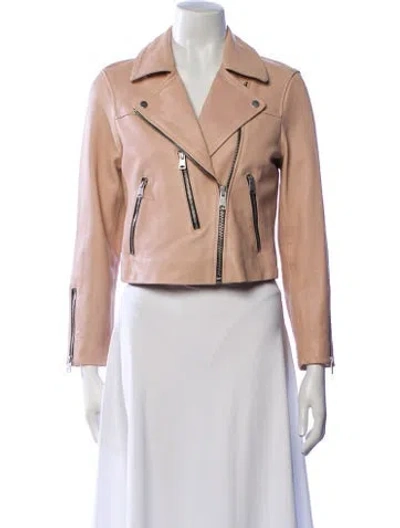 Pre-owned Allsaints Leather Biker Jacket In Pink