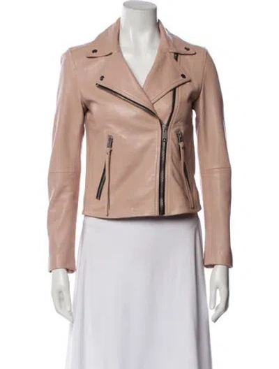 Pre-owned Allsaints Leather Biker Jacket In Pink