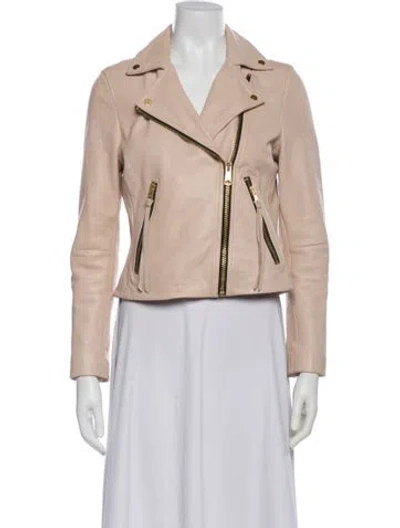 Pre-owned Allsaints Leather Biker Jacket In Pink