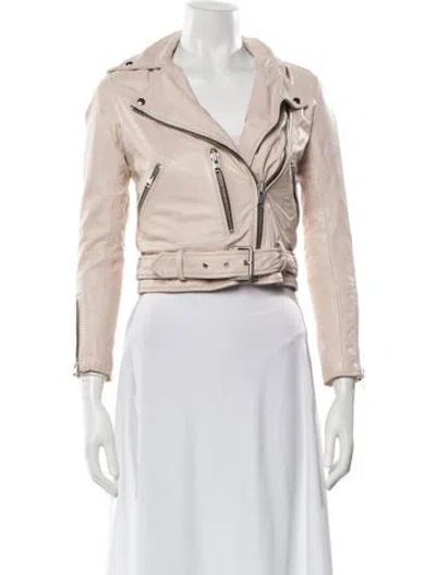 Pre-owned Allsaints Leather Biker Jacket In Pink