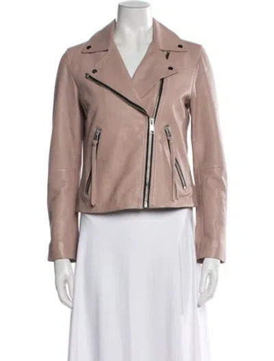 Pre-owned Allsaints Leather Biker Jacket In Pink